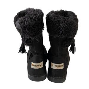 Makalu Iceland Youth Size 2M US Black Faux Leather Round Toe Faux Fur Boots
